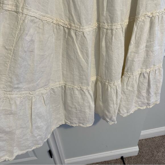Vintage CP SHADES Cream White Metallic Linen Tiered Maxi Skirt XL - Picture 6 of 12